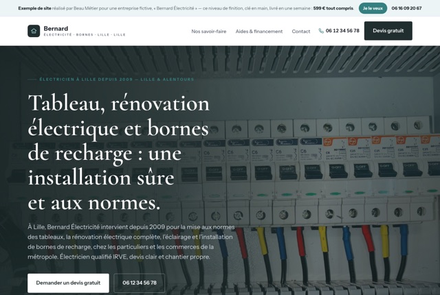 Exemple de site internet pour un électricien : Électricité — Bernard Électricité